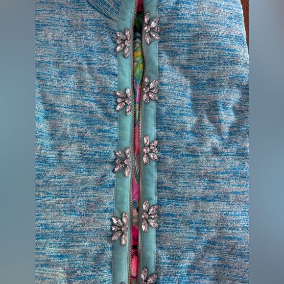 Lilly Pulitzer Noella Embellished Vest SZ M Turquoise Oasis Resort Boucle - Picture 8 of 16